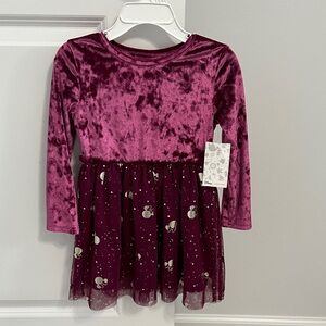 Jumping Beans Velvet Dress - Purple and Burgundy